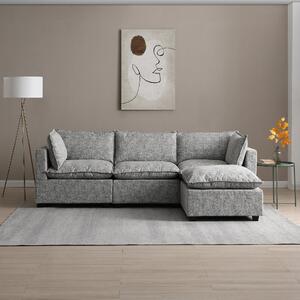 Moda 3 Seater Modular Sofa with Chaise, Light Grey Boucle Grey