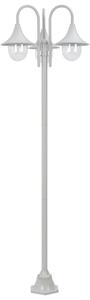 Garden Post Light E27 220 cm Aluminium 3-Lantern White