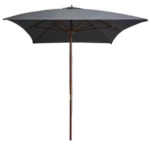 Outdoor Parasol with Wooden Pole 200x300 cm Anthracite