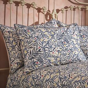 EW by Edinburgh Weavers Malory Floral Navy 100% Cotton Sateen Pillowcase Pair Navy Blue/Red/Yellow