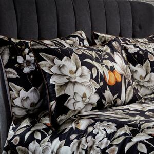 Lavish Floral Noir 100% Cotton Sateen Pillowcase Pair Black