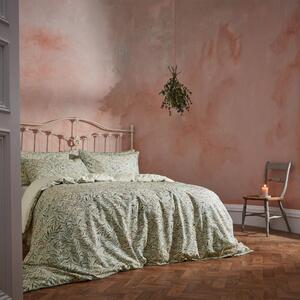 EW by Edinburgh Weavers Malory Floral Eucalyptus 100% Cotton Sateen Duvet Cover & Pillowcase Set Green/Pink