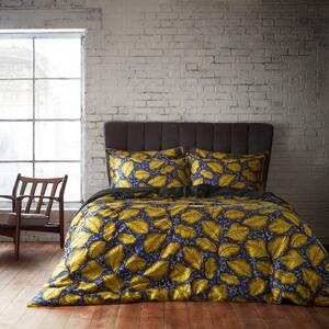 EW by Edinburgh Weavers Magali Tropical Ochre 100% Cotton Sateen Duvet Cover & Pillowcase Set Yellow/Blue