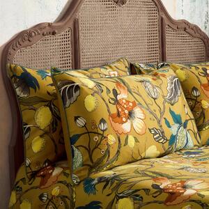 EW by Edinburgh Weavers Morton Floral Ochre 100% Cotton Sateen Pillowcase Pair yellow