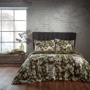 EW by Edinburgh Weavers Lavish Floral Moss 100% Cotton Sateen Duvet Cover & Pillowcase Set Green