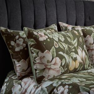 EW by Edinburgh Weavers Lavish Floral Moss 100% Cotton Sateen Pillowcase Pair Green