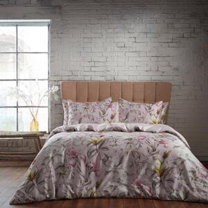 EW by Edinburgh Weavers Lavish Floral Blush 100% Cotton Sateen Duvet Cover & Pillowcase Set Pink/Green