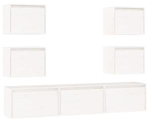 TV Cabinets 7 pcs White Solid Wood Pine