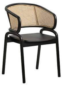 Armchair Romimex Black Natural Rattan Teak 58 x 78 x 56 cm