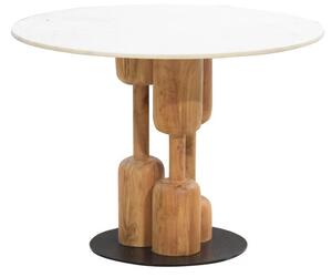 Dining Table Home ESPRIT Marble Acacia 106 x 106 x 76 cm