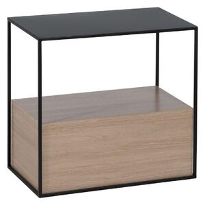 Nightstand Black Natural Iron DMF 57 x 34 x 55 cm