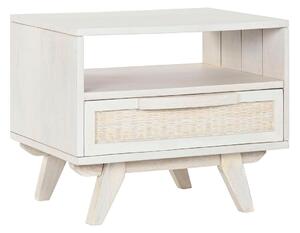 Nightstand Home ESPRIT White Rattan Mango wood 55 x 35 x 45 cm