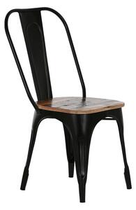 Dining Chair Home ESPRIT Black Dark brown Wood Metal 48 x 55 x 92 cm