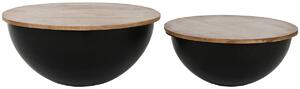 Set of 2 tables Home ESPRIT Metal Mango wood 60 x 60 x 28 cm