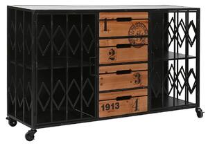 Chest of drawers Home ESPRIT Brown Black Metal Fir Loft 122,5 x 32,5 x 74 cm