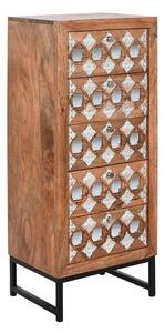 Chest of drawers Home ESPRIT Brown Black Silver Mango wood Mirror Indian Man 45 x 35 x 105 cm