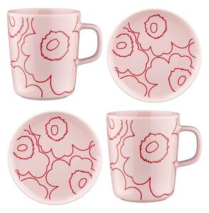 Marimekko Piirto Unikko Oiva cup 25 cl and saucer Ø20 cm 4 pieces Pink