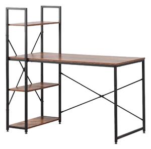 Desk with Shelf EDM 75196 Black Wood Metal 121 x 120 x 64 cm