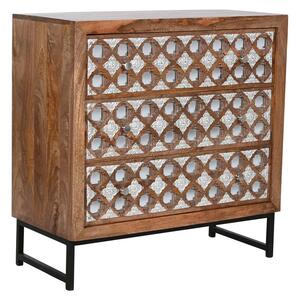 Chest of drawers Home ESPRIT Brown Black Silver Mango wood Mirror Indian Man 80 x 38 x 80 cm