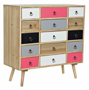 Chest of drawers DKD Home Decor White Multicolour Natural Navy Blue Light grey Wood MDF Wood 80 x 35 x 82 cm