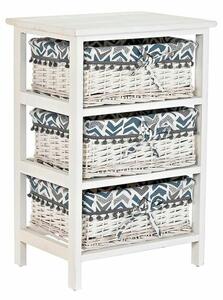 Chest of drawers DKD Home Decor Blue White wicker Paolownia wood 40 x 29 x 59 cm