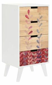 Chest of drawers DKD Home Decor Natural Rubber wood White Maroon Paolownia wood (40 x 30 x 78 cm)