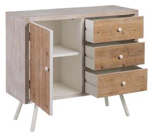 Hall Table with Drawers COUNTRY 90 x 35 x 80 cm Natural White Fir wood MDF Wood