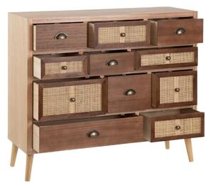 Hall Table with Drawers SASHA 106 x 33 x 90 cm Natural Wood Cream Rattan