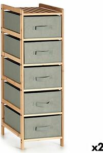 Chest of drawers Grey Wood Textile 34 x 103 x 36 cm (2 Units)