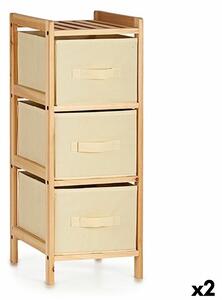 Chest of drawers Cream Wood Textile 28 x 70 x 29,5 cm (2 Units)