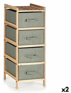 Chest of drawers Grey Wood Textile 34 x 84,5 x 36 cm (2 Units)