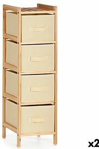 Chest of drawers Cream Wood Textile 28 x 89 x 29,5 cm (2 Units)