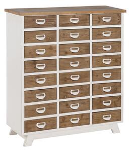 Chest of drawers White Beige Iron Fir wood 94 x 35 x 108 cm