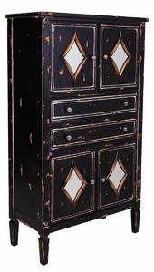 Cupboard Alexandra House Living Black Glass Fir wood 100 % Metal MDF Wood 38 x 142 x 80 cm