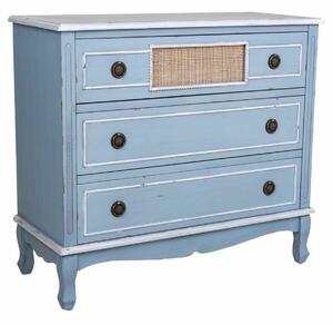 Chest of drawers Alexandra House Living Blue Rattan Fir wood MDF Wood 38 x 80 x 90 cm