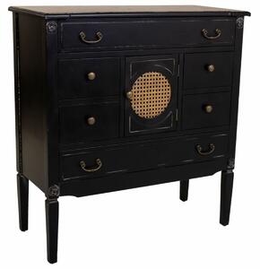 Chest of drawers Alexandra House Living Black Rattan Fir wood MDF Wood 38 x 90 x 85 cm