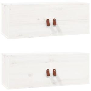 Wall Cabinets 2 pcs White 80x30x30 cm Solid Wood Pine