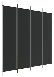4-Panel Room Divider Black 200x200 cm Fabric
