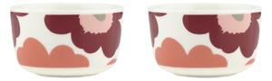 Marimekko Unikko bowl 2.5 dl 2-pack White-dark cherry-salmon red