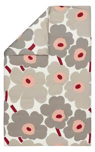 Marimekko Unikko duvet cover satin 150x210 cm Off white-warm grey-pink