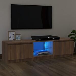 TV Cabinet with LED Lights Brown Oak 140x40x35.5 cm