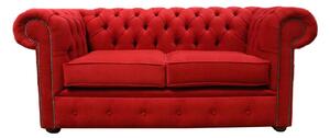 Chesterfield Handmade 2 Seater Sofa Cantare Cherry Red Easy Clean Fabric In Classic Style