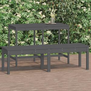 2-Seater Garden Bench Grey 159.5x44x45 cm Solid Wood Pine
