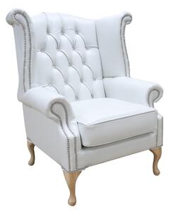 Chesterfield Georgian High Back Wing Chair Old English Ghost Leather In Queen Anne Style