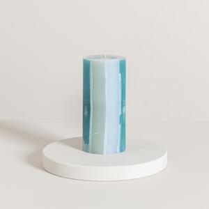 Decorative Blue Pillar Candle Blue