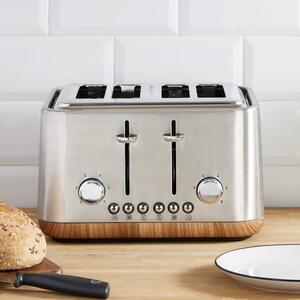 Contemporary Brushed Stainless Steel 4 Slice Toaster Silver