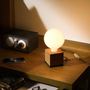 SEGULA Cube table lamp made of cork, green cable