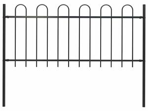 Garden Fence with Hoop Top Steel 1.8 m Black