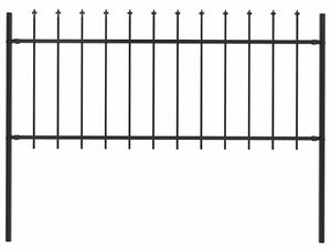 Garden Fence with Spear Top Steel 1.8 m Black