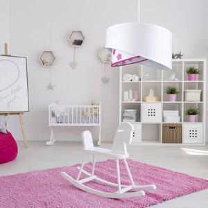 Cello hanging light with stars, white/magenta